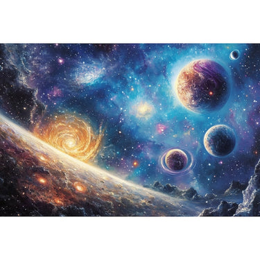 Galaxy and Planets Canvas